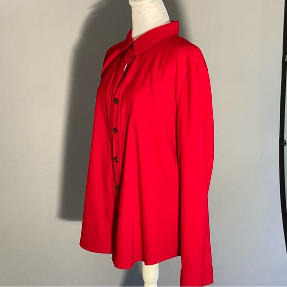 Talbots Ladies Size Large Button Up Long Sleeve Blouse in Christmas Red - Picture 12 of 12